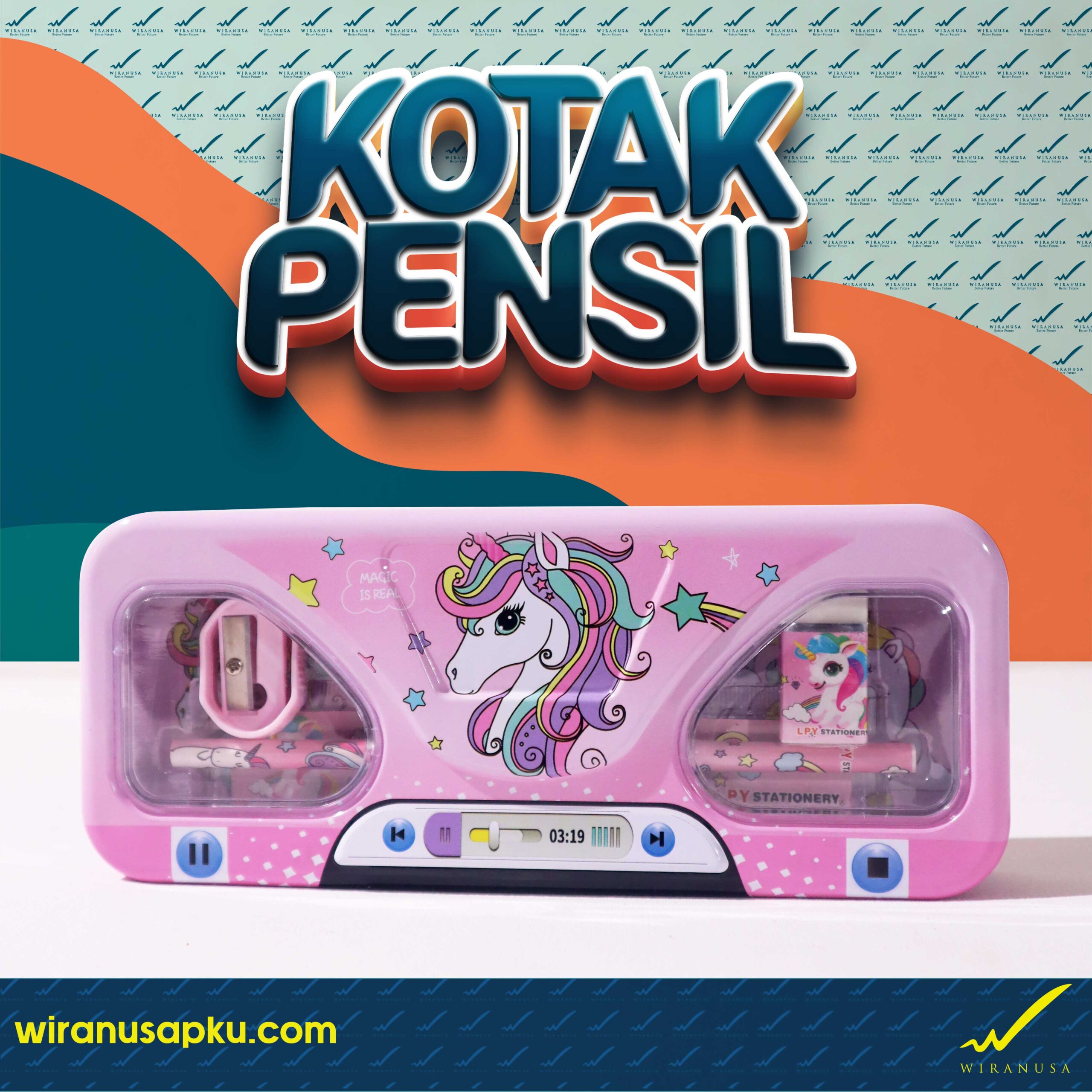 Kotak Pensil Set Kaleng LPY99-3 (Motif Pony Unicorn)