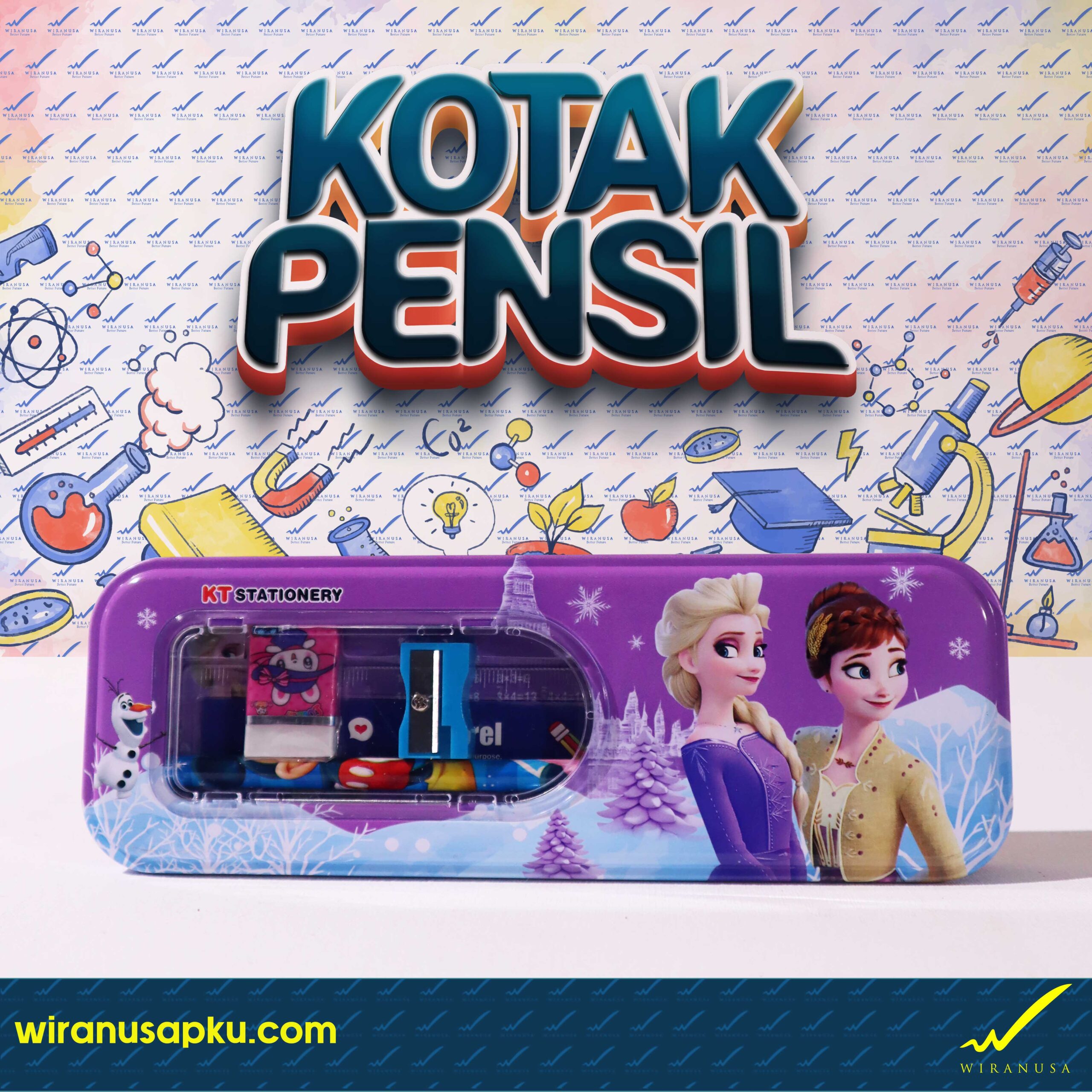 Kotak Pensil Set Kaleng KT-6631 (Motif Frozen)