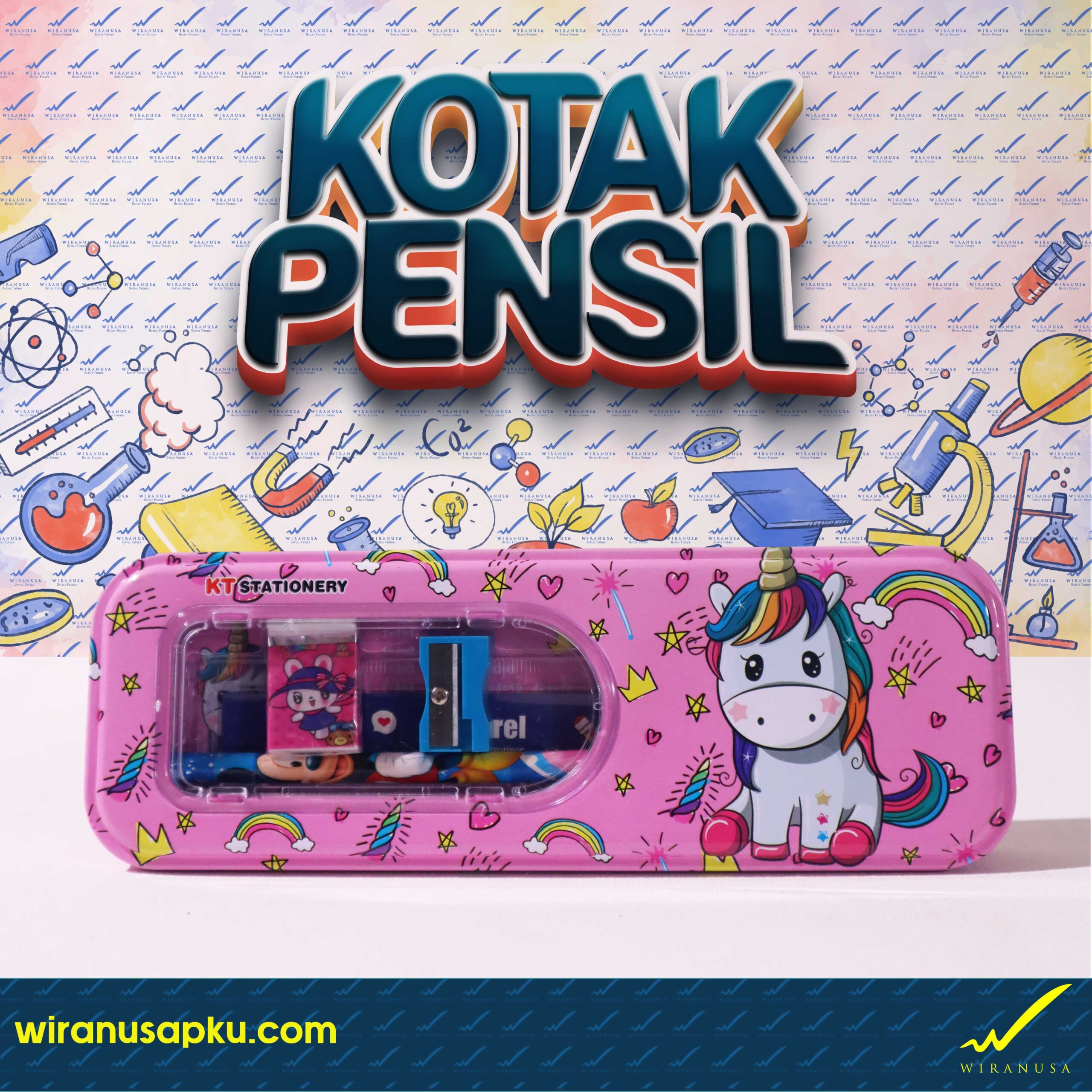 Kotak Pensil Set Kaleng KT-6631 (Motif Pony Unicorn)