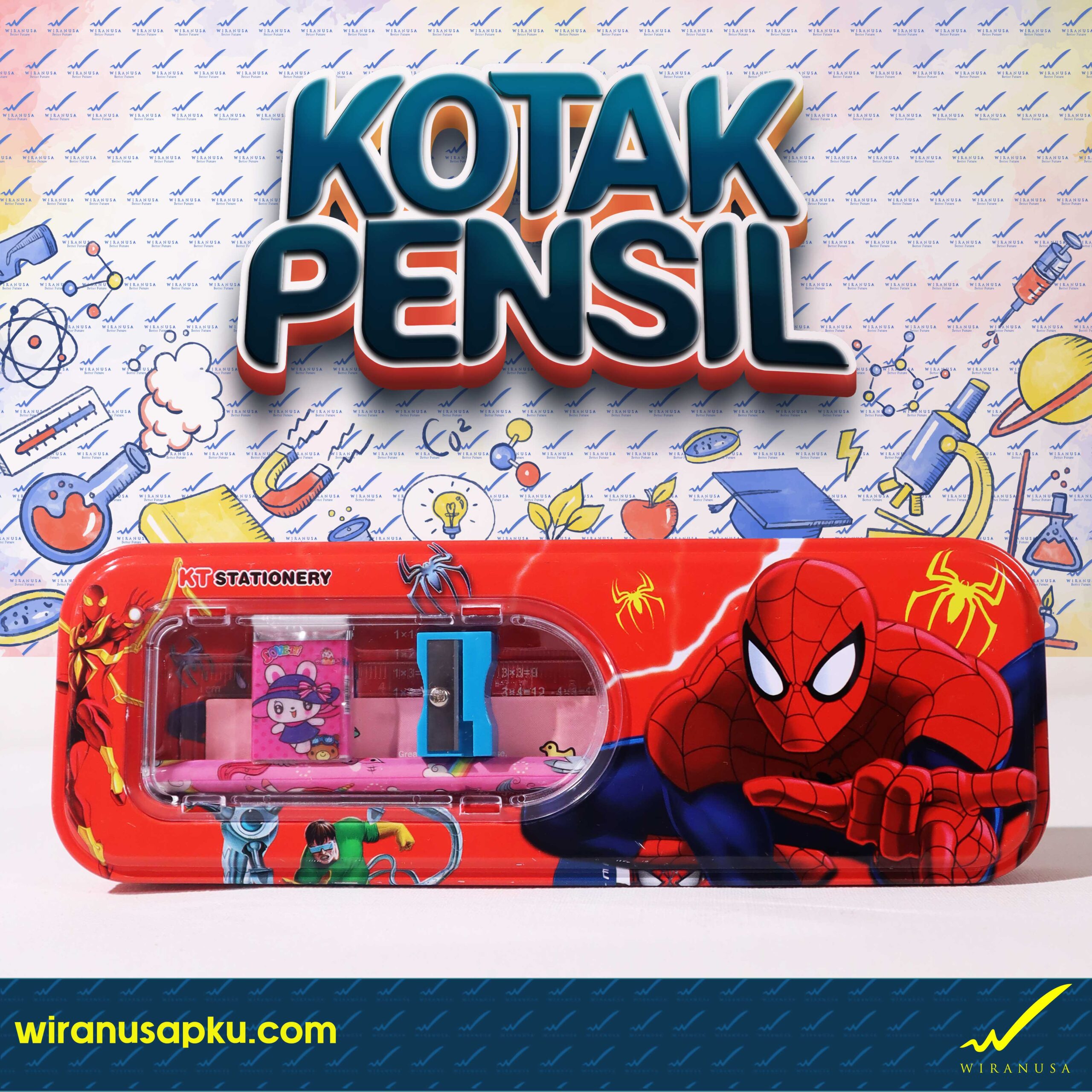 Kotak Pensil Set Kaleng KT-6631 (Motif Spider-man)